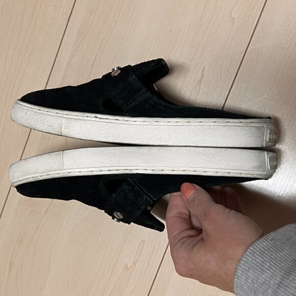 Rebecca Minkoff Black Suede Studded Sneaker Slides Sz 6 - Picture 4 of 10